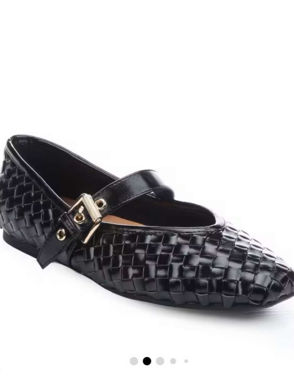 Dolce Vita Women's Black Woven Mary Jane Flat with Gold Buckle